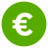 Symbole euro moderne et coloré représentant les activités économiques et financières en Europe, idéal pour discussions sur tarifs et commerce.