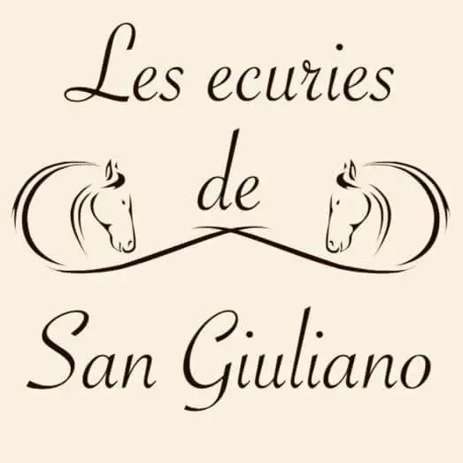 Logo officiel "Les Écuries de San Giuliano" représentant deux têtes de chevaux stylisées face à face pour ce centre équestre en Haute-Corse.